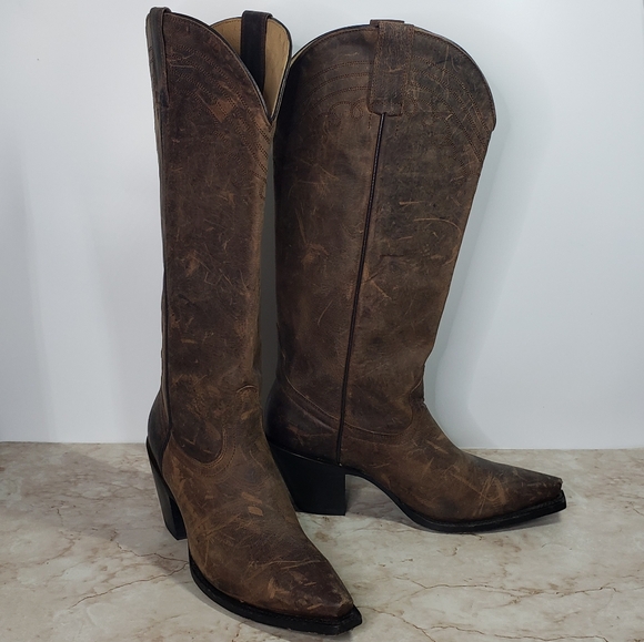 Shyanne Shoes - Shyanne Brown Heeled Western Cowgirl Boots Size 8.5
